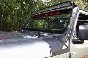 Jeep Wrangler Light Mounting Brackets - Windshield - Fishbone Offroad - Black Textured Powder Coat - `18-`27 Jeep Wrangler Light Mounting Brackets - Windshield - Fishbone Offroad - Black Textured Powder Coat - `18-`27